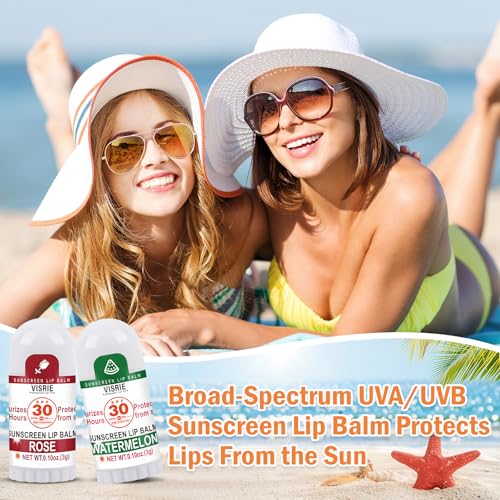SPF 30 Sunscreen Lip Balm, SPF Lip Balm Bulk 20 Count, Broad Spectrum UVA/UVB Lip Sunscreen with Vitamin E and Coconut Oil- 10 Flavors