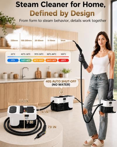 GEVOLCM White Handheld Steam Cleaner with 3 Adjustable Steam Levels & 18 Accessories