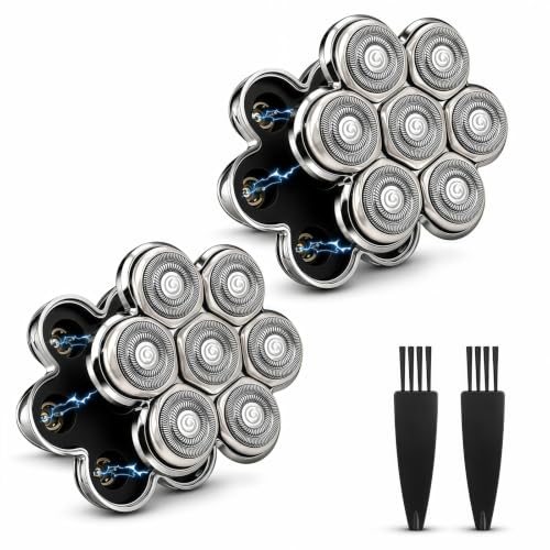 7D Floating Razor Head Replacement for Shaver & Grooming Devices - Silver 2 Pack
