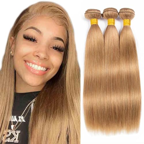 Honey Blonde Straight Hair Extensions - 3 Bundles 20 22 24 Inches - Unprocessed Virgin Human Hair