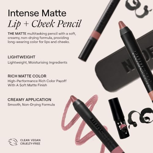 Nudestix Intense Matte Lip + Cheek Pencil - Sunkissed Rose, Long-Wear, Vegan