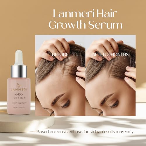 Lanmeri Vegan Hair Growth Serum - 90 Day Supply for Thicker, Fuller Hair & Scalp Treatment