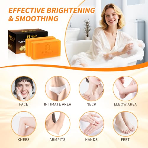 XXL 2.84oz Turmeric Soap Bar - Kojic Acid Soap Dark Spot Remover & Scars - Original Japanese Complex Vitamin C Collagen Shea Butter Retinol Acid Dark Spot Remover for Face Body Skin