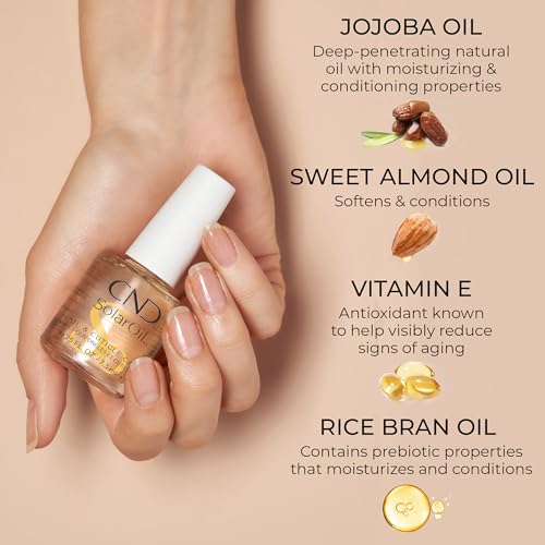 CND SolarOil Cuticle Oil, Natural Blend Of Jojoba, Vitamin E, Rice Bran and Sweet Almond Oils, Moisturizes and Conditions Skin, 4 fl oz