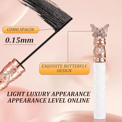 Mascara,New Lift Iron Wand Mascara,Small Soft Brush,For Tiny and Lower Eyelashes,Thick,Curling,Long-Lasting Mascaras,Waterproof,Non-smudged(2Pcs)