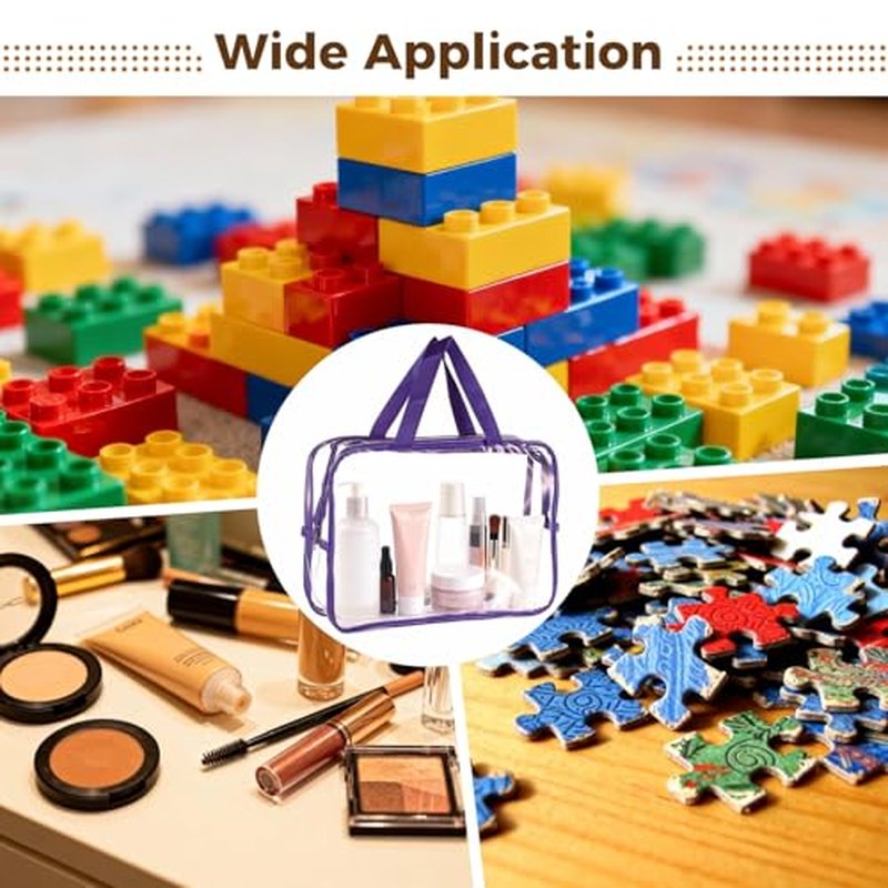 9PCS PVC Organizer Bags, Clear Waterproof Toiletry Organizer Bag with Zipper and Handle, Storage Bags for Building Blocks, Puzzle and Handmade Accessories (9PCS)