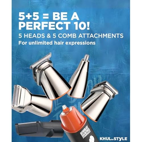 Bombay Shaving Company All-in-One Beard, Body, Nose Trimmer | 11- Piece Men¡¯s Grooming Kit for Beard, Body, Nose Trimmer and Hair Clipper for Wet/Dry Shave | Quick Charge Time | IPX6 Water Proof
