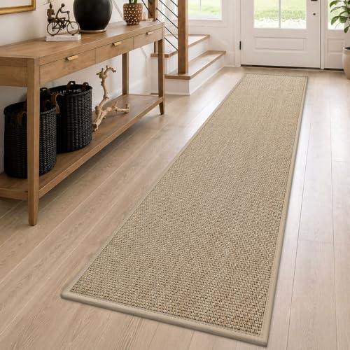 Ultra Thin Hallway Runner Rug 28x144 Beige Non Slip Entryway Mat