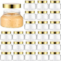 24 Pack 8 oz Clear Plastic Cosmetic Jars with Gold Lids - Refillable & Leak-Proof