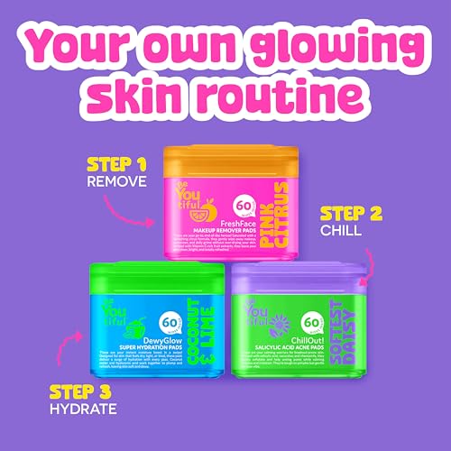 BeYoutiful Teen Skincare Trio, Skin Face Pads, Acne Cleansing Wipes For Teen, Kids & Tween, Fresh, Hydrated & Clear