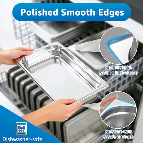 Full Size Hotel Pan with Lid - 4 Inch Deep Commercial Food Storage (4 Pack) + 4 Tongs