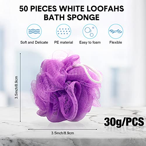 50 Pack Loofah Sponge Bulk Shower Mesh Balls Multicolor for Bath & Body