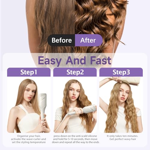 TSUYAGLA Cream White Beach Waves Hair Waver 1.42 Inch Curling Wand Dual Voltage