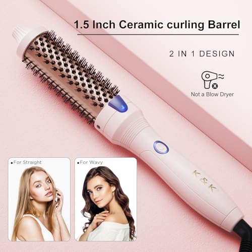 White 1.25 Inch Ionic Hot Brush Hair Curler for Volume & Loose Curls