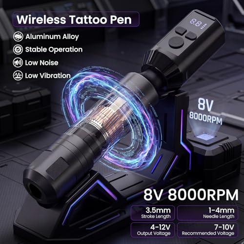Wireless Tattoo Battery Pack - 2 x 1800mAh Rechargeable Power Supplies for Tattoo Guns