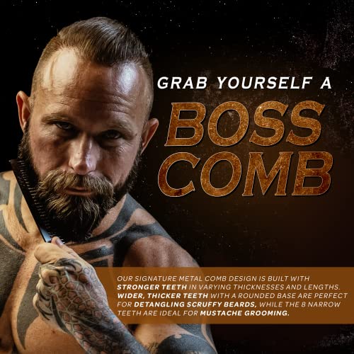 Bossman Men's Grooming Kit: Metal Comb and Beard Oil Jelly