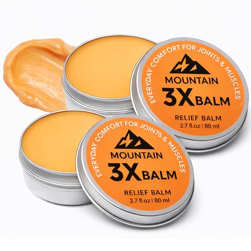 Mountain 3X Relief Balm, Mountain 3X Balms with Organic Arnica & Camphor - Soothing Gel Cream for Knee, Foot, Back & Joint Relief - Fast Absorbing, Non-Greasy Formula, 2.7fl oz (2)