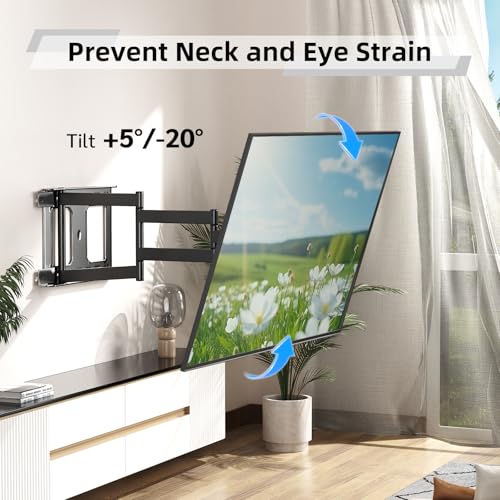 Long Arm TV Wall Mount 180° Swivel Tilt +5/-20° for 32-75 Inch TVs Variation of Fit 32-75 Inch