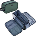 Green Medium Travel Toiletry Bag for Men - Full Open Dopp Kit with Dual Compartments