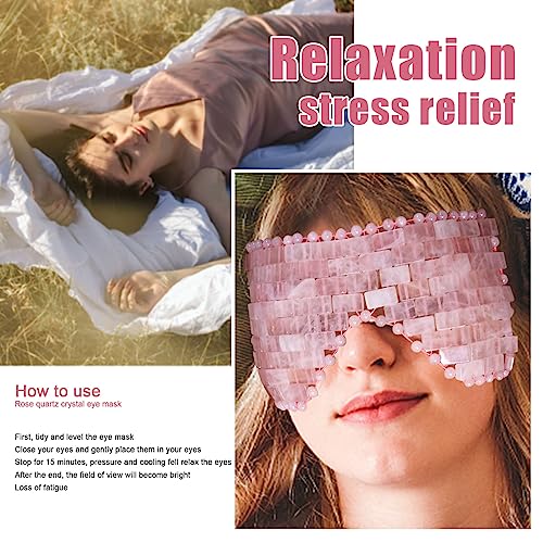 Jade Eye Mask with Rose Quartz for Relaxation & Cold Therapy - Reduce Puffy Eyes, Dark Circles, Anti-Aging