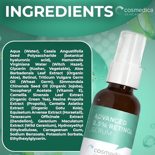 Retinol Face Serum with Hyaluronic Acid & Vitamin E - Anti-Aging, Hydrating, 1oz