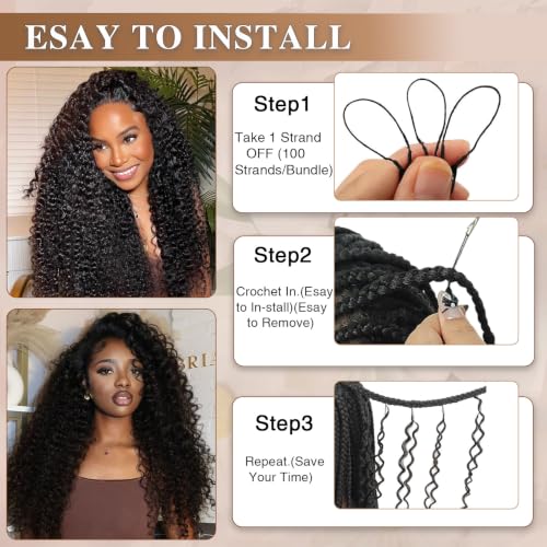 20 Inch Burmese Curly Human Hair Crochet Extensions for Black Women - Knotless & Reusable
