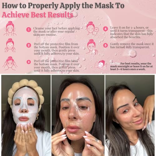 Hydrogel Collagen Sleep Mask with Hyaluronic Acid for Deep Hydration & Glass Skin - Pack of 4