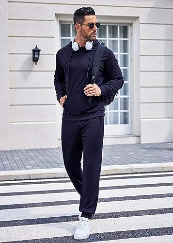 Men's 2 Piece Sweatsuit Tracksuit Navy Blue Large Casual Athletic Jogging Set