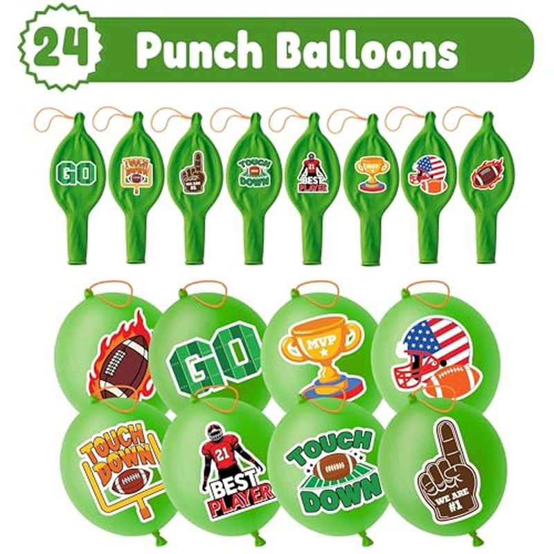 72 PCS Football Party Favors ? 48 Pre-Cut Temporary Tattoos & 24 Football Punch Balloons Themed Birthday Party Decorations Supplies Favors Gifts Goodie Bag Fillers Classroom Rewards for Boys Girls