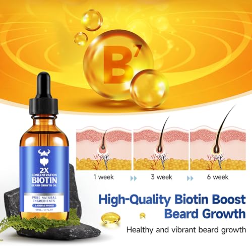 Sandalwood Beard Growth Oil - 2X Concentration Biotin Men’s Beard Softener & Moisturizer