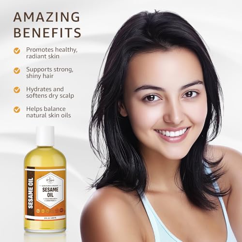 Organic Sesame Oil 32oz Cold Pressed Unrefined Skin Hair Body Carrier Oil