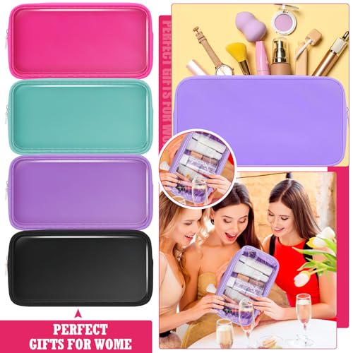 Hushee 4 Pack Small Clear Nylon Makeup Bags for Women Travel & Gifts
