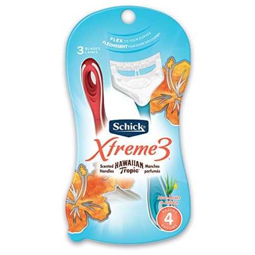 Schick Xtreme3 Women's Disposable Razors with Hawaiian Tropic Scented Handles, 4-Count (Pack of 2)
