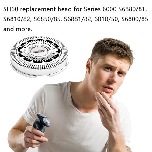 SH60 Replacement Heads Compatible with Philips Norelco Series 6000 Replacement Heads Blades for S6880/81 S6810/82 S6850/85, 6Pack