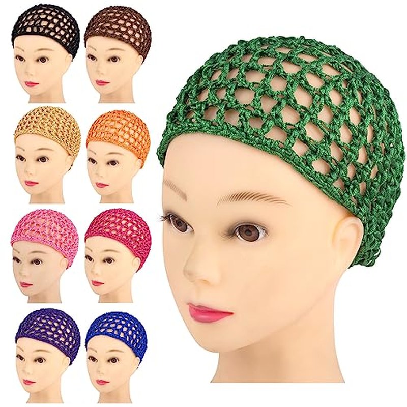Framendino, Mesh Crochet Hair Net Rayon Knit Snoods Hat Hairnet Snood Cover Ornament for Night Sleeping Hair Accessories