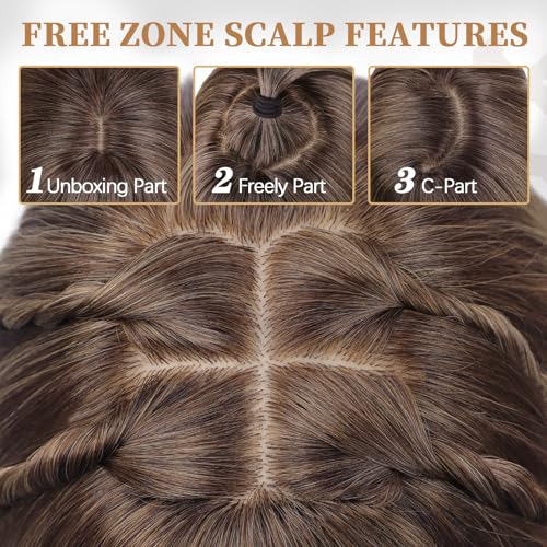 Ombre Blonde Long Straight Layered Wig with Bangs - Natural Realistic Synthetic Hair