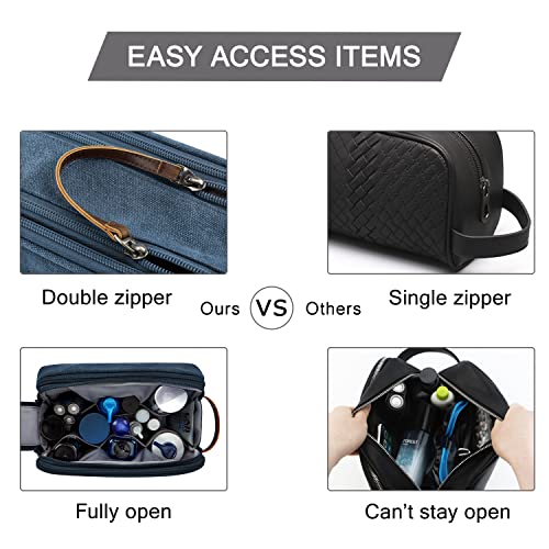 Large Water-Resistant Canvas Toiletry Bag for Men - Navy Blue Travel Organizer