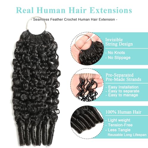 Coliki 1B# 20 Inch Burmese Curly Crochet Hair Extensions 50g Deep Feather Natural Black