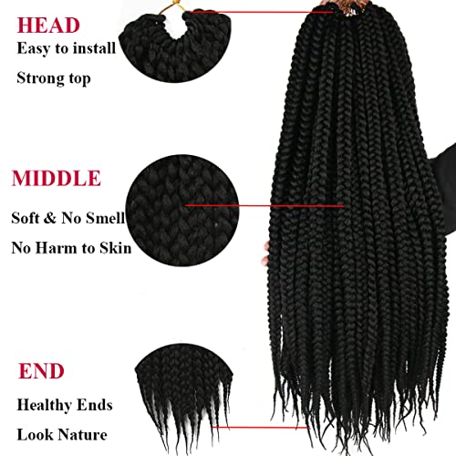24 Inch Crochet Box Braids Hair Extensions - 7 Pack Black Goddess Style Variation of THIS listing