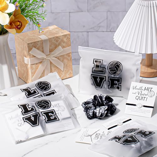 Volleyball Team Gifts Set for Teen Girls - Hair Scrunchies, Bracelets, Necklaces & Waterproof Cosmetic Bags