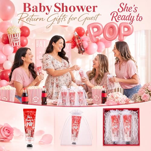 She's Ready to Pop Baby Shower Hand Cream Set - White, 48 Pack