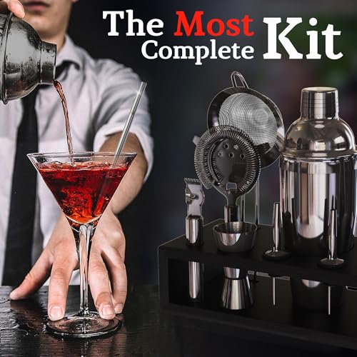 Gunmetal Highball & Chaser 13-Piece Cocktail Shaker Set Stainless Steel Bartender Kit