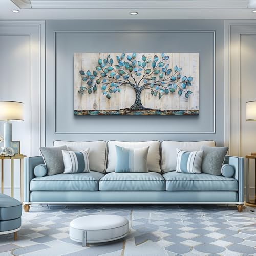Large Canvas Wall Art for Living Room Bedroom Office - Green Tree Landscape Painting 24x48