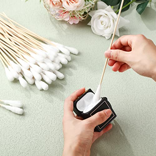 Zhehao 300 Pcs 8 Inch Large Cotton Swabs with Bamboo Handle Oversized Extra Long Cotton Tipped Applicators with Large 1/2" Diameter Ear Swabs for Wound Cleaning, Makeup