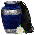 Blue Adult Cremation Urn - Large Memorial Funeral Burial Container with Threaded Lid