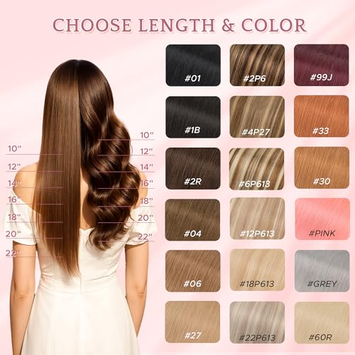 SEGO Pink Clip-In Hair Extensions 10 Inch Real Human Hair Highlight Highlights