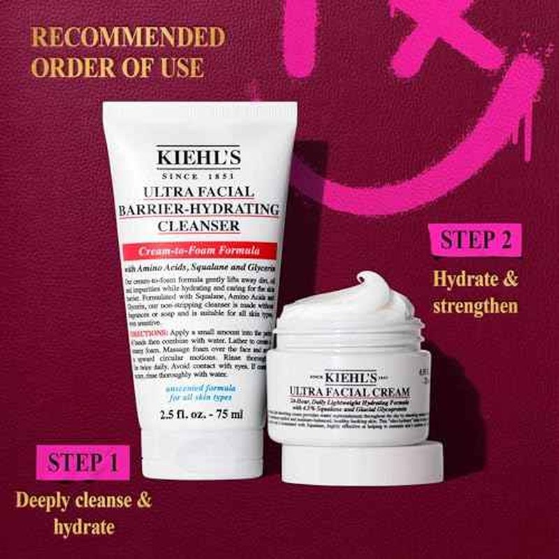 Kiehl's Duo Hydration Skincare Gift Set, $45 Value Skincare Gift, Set Includes Face Cream and Wash for Hydrated Skin, Travel Size Face Moisturizer and Wash