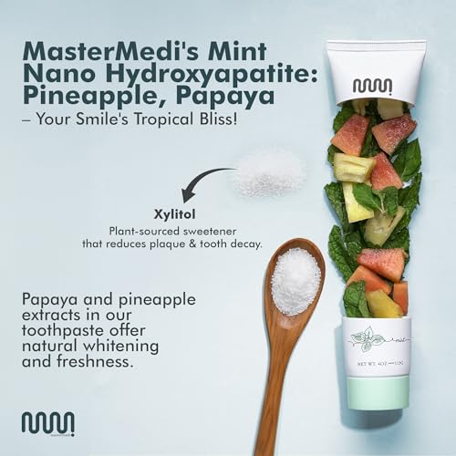 Nano Hydroxyapatite Toothpaste with Xylitol - Fluoride & SLS Free, Whitening & Sensitive Care, Magic Mint, 4 oz Pack of 3 - A