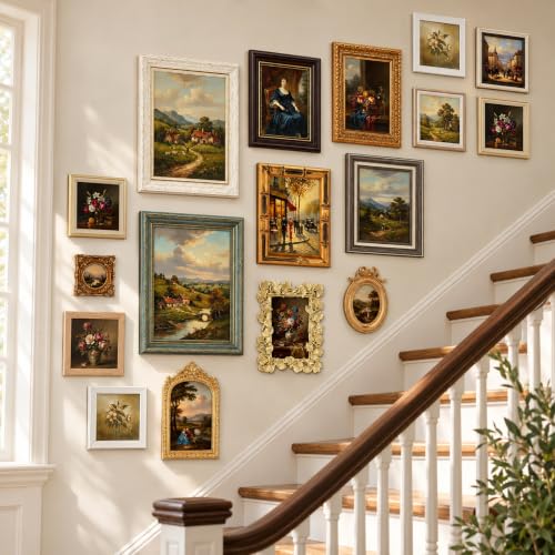 Kathfly 20 Pack Vintage Picture Frames with Stand - Classic Wall & Desktop Display, Antique Farmhouse Style (Variation: Simple Style)