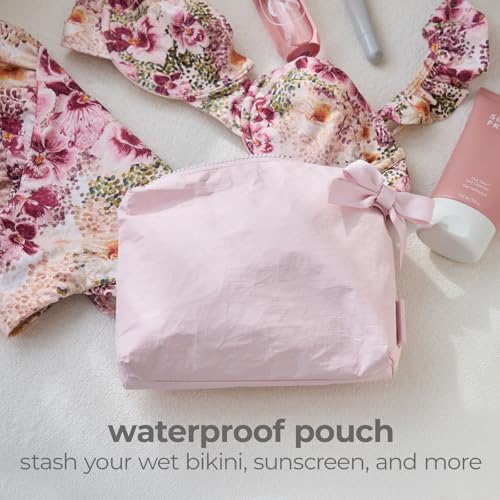 Crinkle Makeup Bag with Iridescent Soap Bubble Design - Ballet Pink
